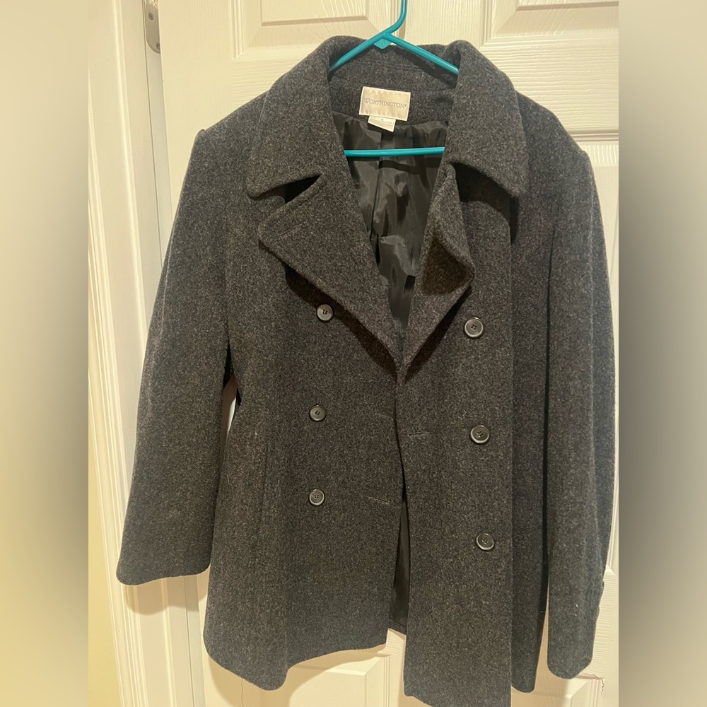 Worthington, gray, size 16 Pea coat … excellent condition!